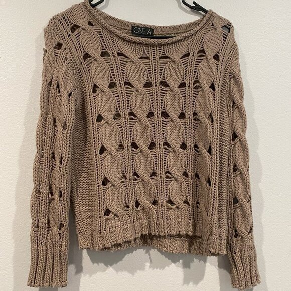 One A Light Brown Knit Long Sleeve Sweater - Size XS - Picture 1 of 6